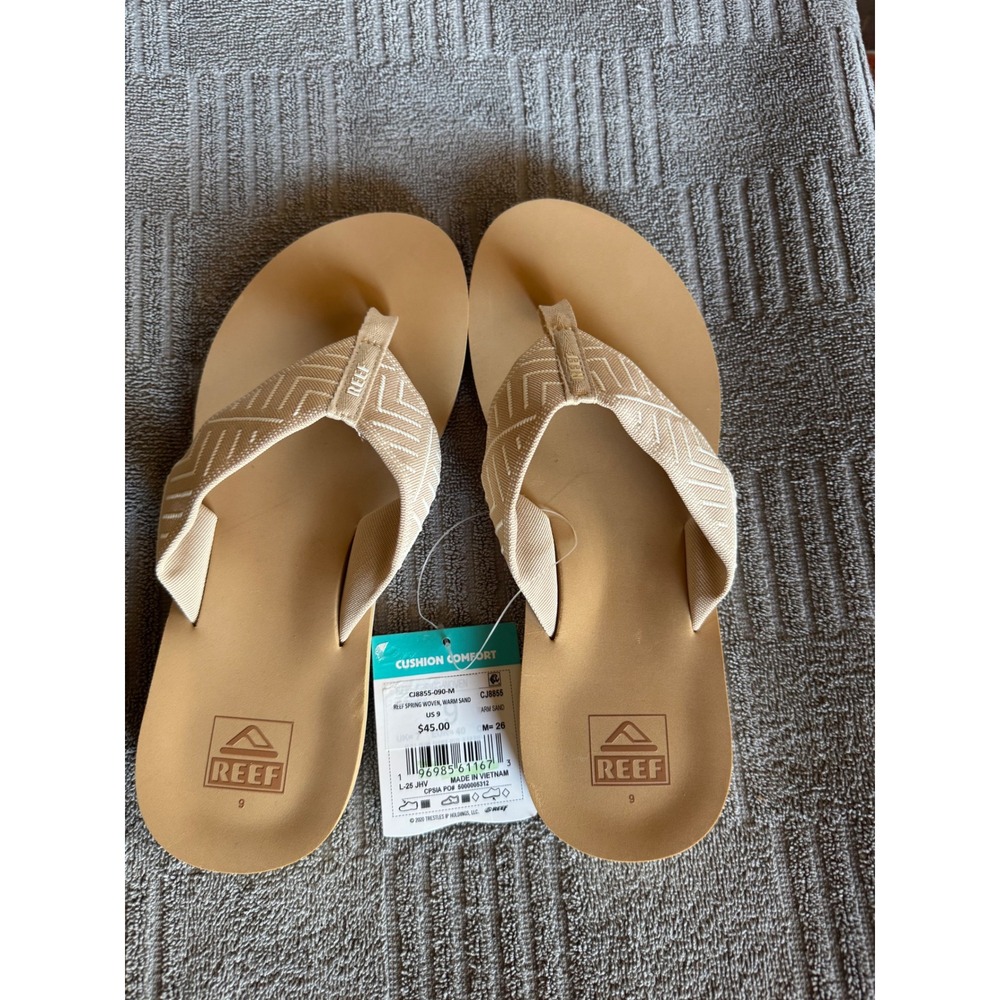 Reef Spring Woven Sandals Warm Sand Geometric Strap Flip Flops Womens 9 New NWT